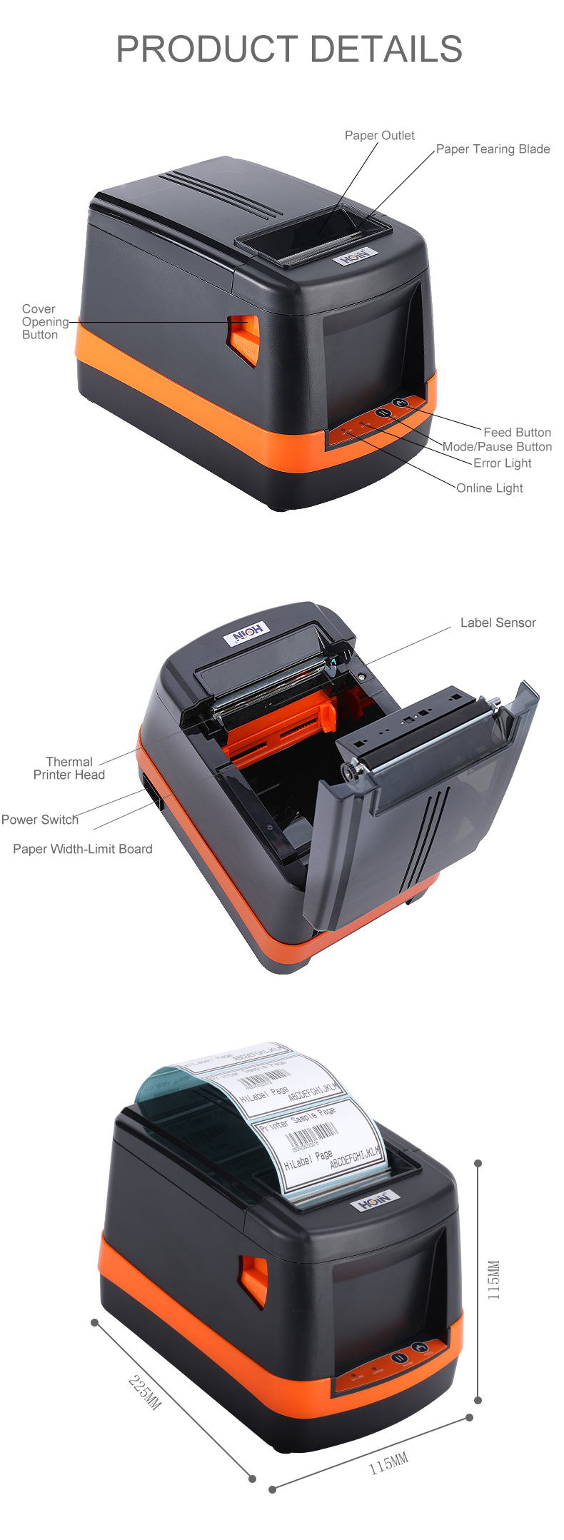 POS Printer HOIN 2-In-1 Receipt & Barcode - Image 3