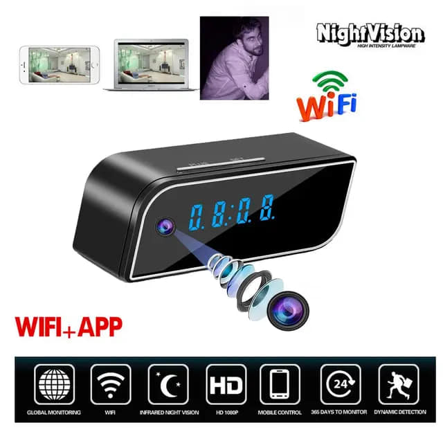 Table Clock WiFi Spy IP Camera