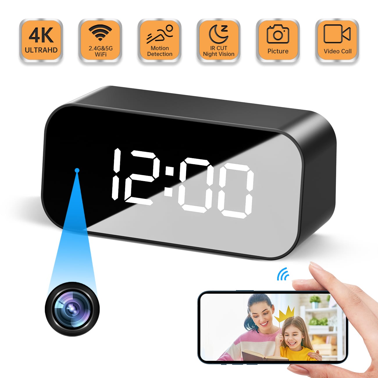 Table Clock WiFi Spy IP Camera - Image 2