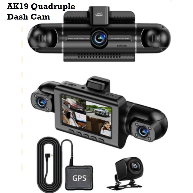 Dash Cam 4 Camera with GPS (AK19 Quadruple)