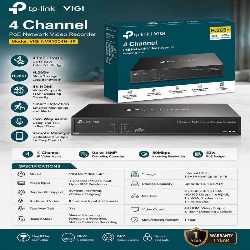 TP-Link VIGI NVR1004H-4P